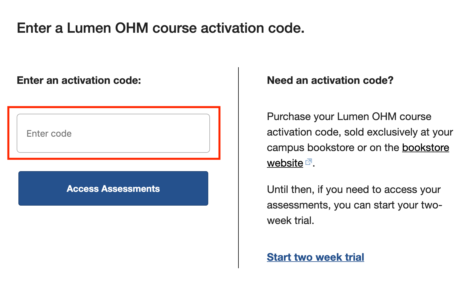lumen ohm activation code